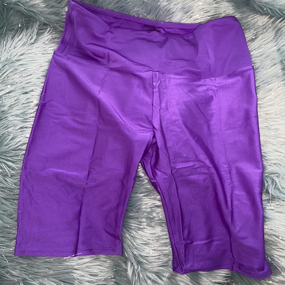 Goldsheep bright purple shine biker shorts